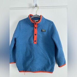L.L. Bean Kids Blue Quilted Pullover with Orange Trim